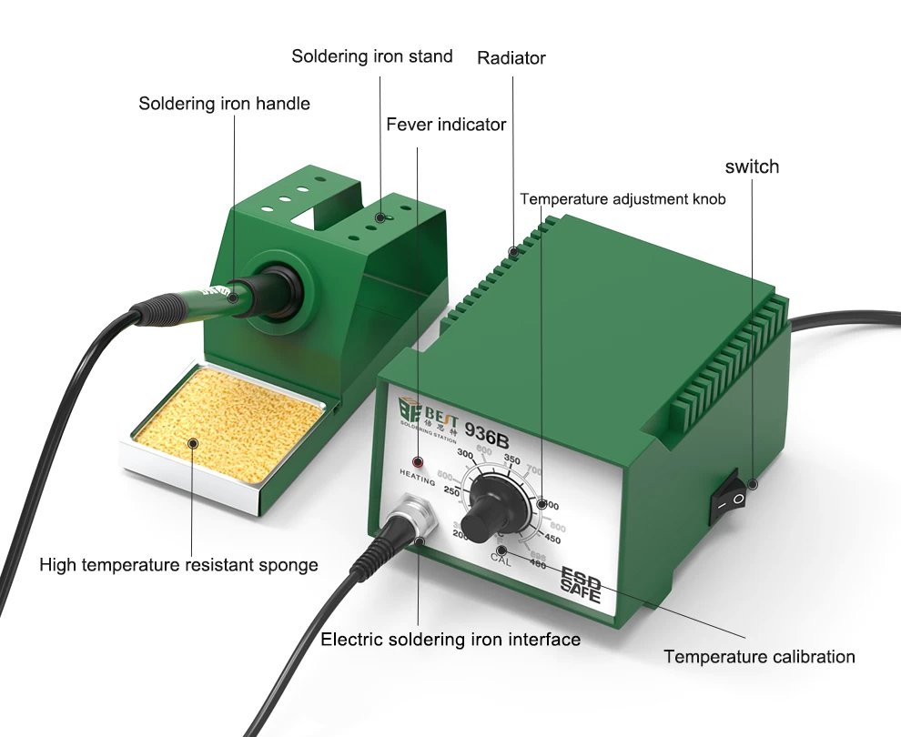 BEST σταθμός κόλλησης BST-936B με κολλητήρι, 45W, 480°C - Image 4