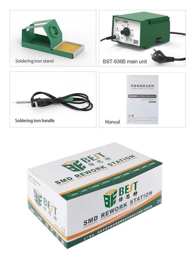 BEST σταθμός κόλλησης BST-936B με κολλητήρι, 45W, 480°C - Image 7