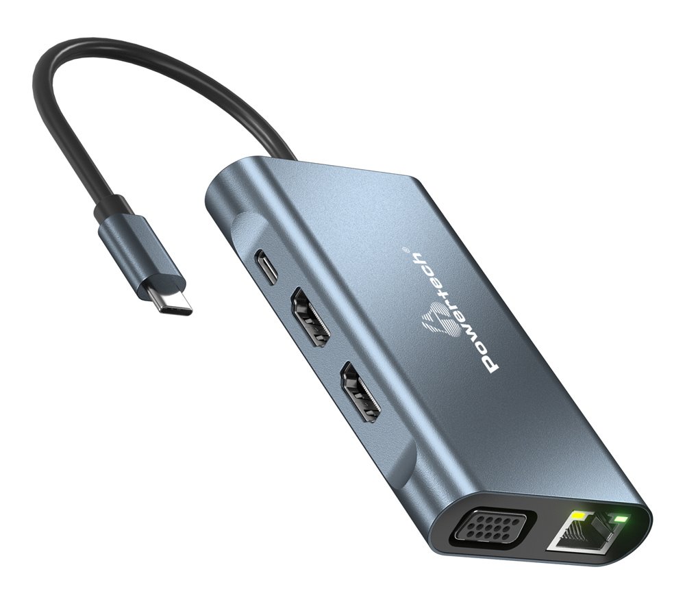 POWERTECH docking station BYL-2311 8 θυρών, USB-C σύνδεση, 100W PD, γκρι - Image 6