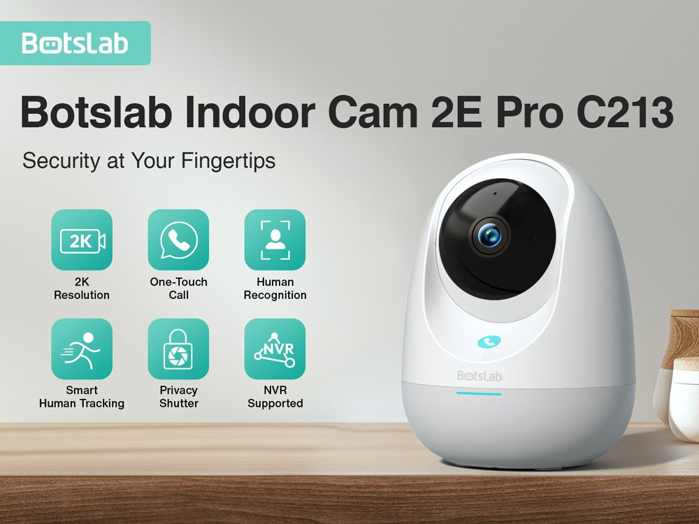 BOTSLAB smart κάμερα C213, 3MP/2K, WiFi & LAN, 360° PTZ, SD - Image 2