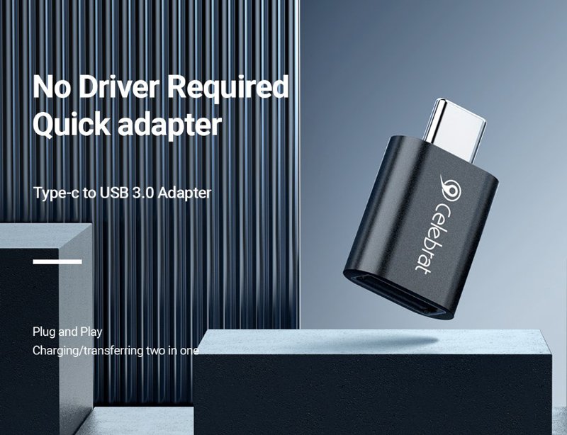 CELEBRAT αντάπτορας USB-C σε USB 3.0 CA-04, 5Gbps, μαύρος - Image 2