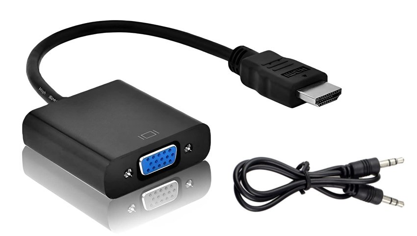 POWERTECH αντάπτορας HDMI σε VGA CAB-H071, με audio jack, μαύρο, 0.20m