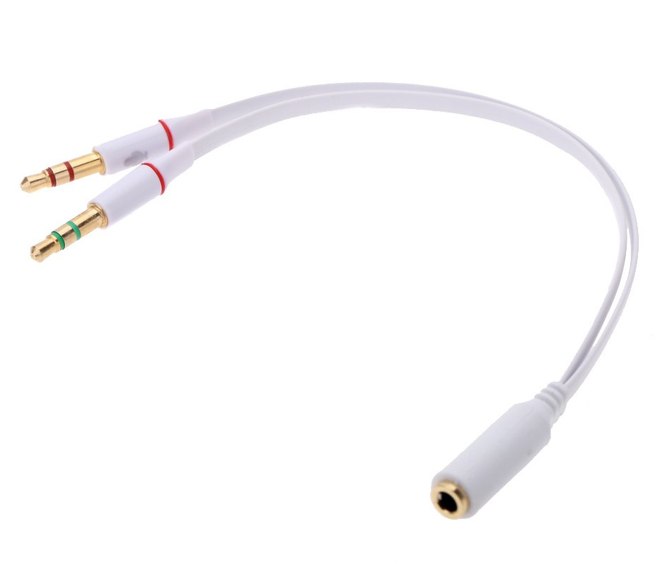 POWERTECH καλώδιο 2x 3.5mm σε 3.5mm θηλυκό CAB-J048, 0.2m, λευκό - Image 2