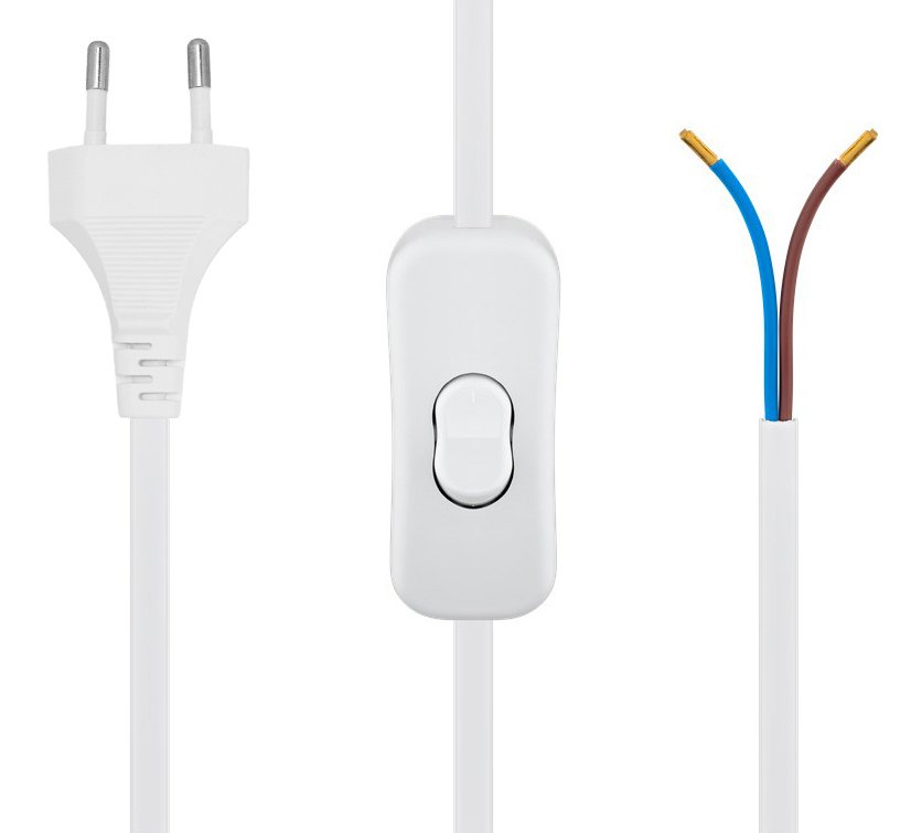 POWERTECH καλώδιο τροφοδοσίας CAB-P041 με διακόπτη, 2x 0.75mm², 1.5m, λευκό