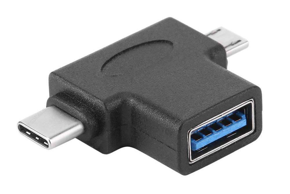 POWERTECH αντάπτορας USB σε USB-C & Micro USB CAB-U117, 5Gbps, μαύρος