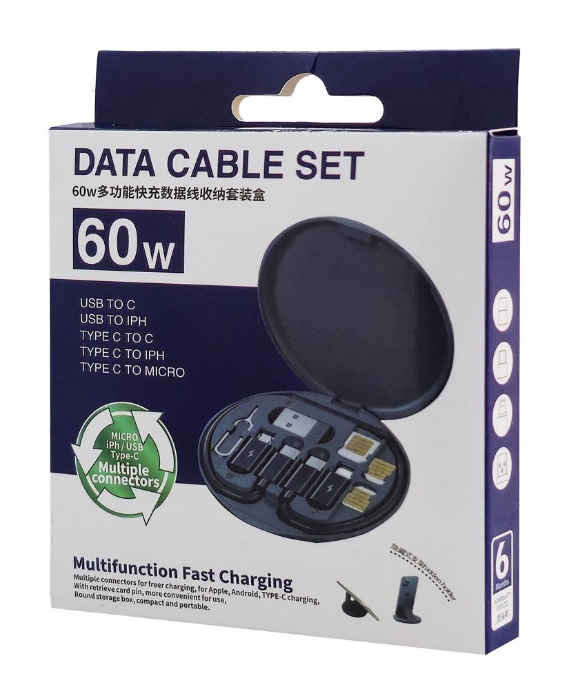 POWERTECH all in one κιτ φόρτισης με καλώδιο & αντάπτορες CAB-U161, 60W, 30cm, μαύρο - Image 5