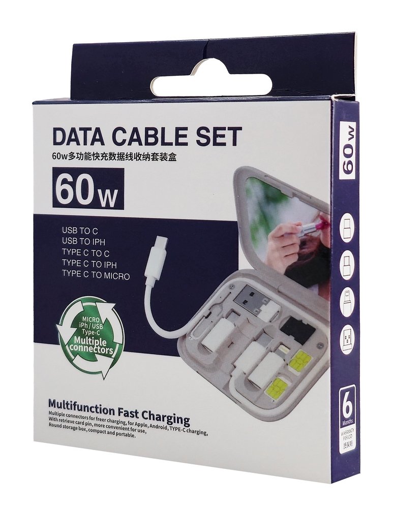 POWERTECH all in one κιτ φόρτισης με καλώδιο & αντάπτορες CAB-U162, 60W, 30cm, μαύρο - Image 5