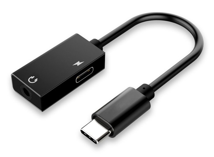 POWERTECH αντάπτορας USB-C σε USB-C & 3.5mm CAB-UC053, μαύρος