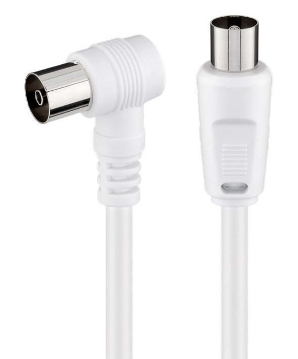 POWERTECH καλώδιο κεραίας RF αρσενικό - RF θηλυκό CAB-V040, γωνιακό, λευκό, 1.5m