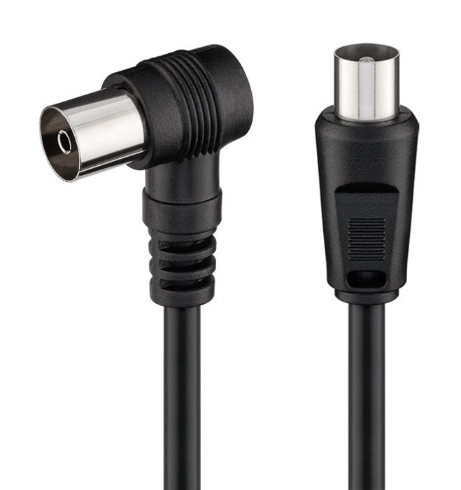 POWERTECH καλώδιο κεραίας RF αρσενικό - RF θηλυκό CAB-V041, γωνιακό, μαύρο, 1.5m