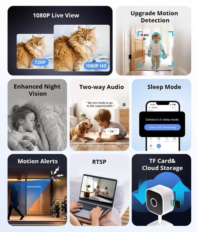 SONOFF smart κάμερα CAM-S2, 2MP, WiFi, SD - Image 5