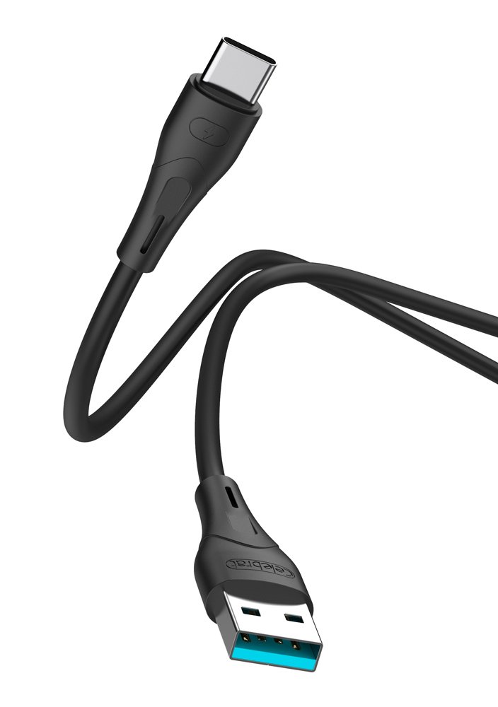 CELEBRAT καλώδιο USB-C σε USB CB-18T, 3A, 480Mbps, 1m, μαύρο - Image 3