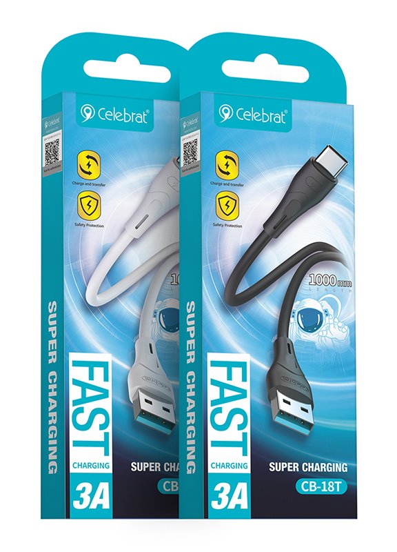 CELEBRAT καλώδιο USB-C σε USB CB-18T, 3A, 480Mbps, 1m, μαύρο - Image 4
