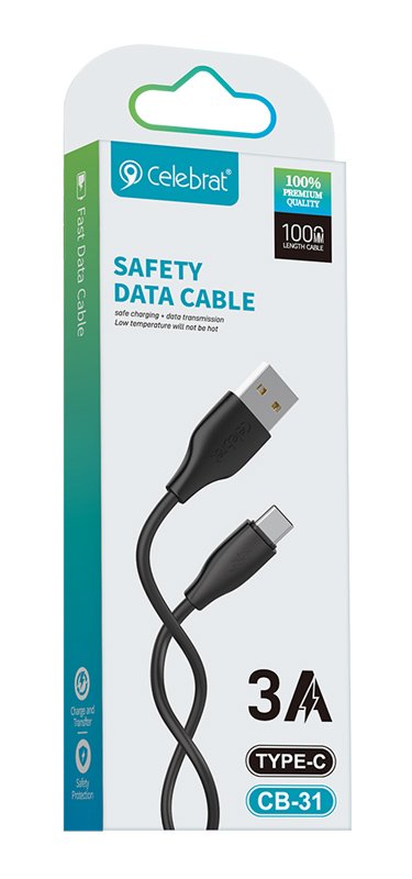 CELEBRAT καλώδιο USB-C σε USB CB-31A, 3A, 480Mbps, 1m, μαύρο - Image 4