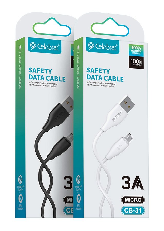 CELEBRAT καλώδιο micro USB σε USB CB-31, 3A, 480Mbps, 1m, λευκό - Image 4