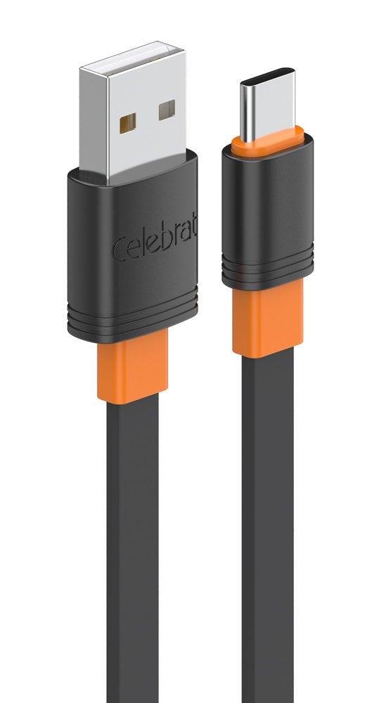 CELEBRAT καλώδιο USB-C σε USB CB-33C, flat, 3A, 1m, μαύρο