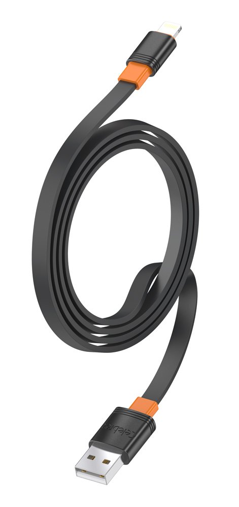 CELEBRAT καλώδιο Lightning σε USB CB-33L, flat, 2.4A, 1m, μαύρο - Image 3