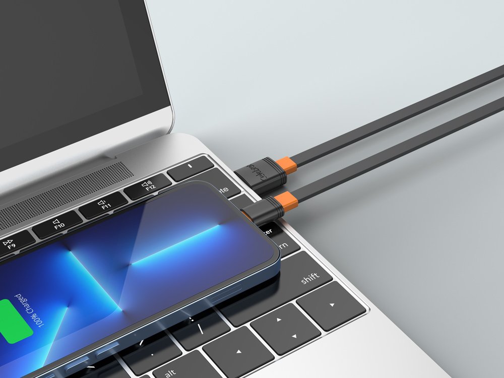 CELEBRAT καλώδιο micro USB σε USB CB-33M, flat, 2.1A, 1m, μαύρο - Image 2