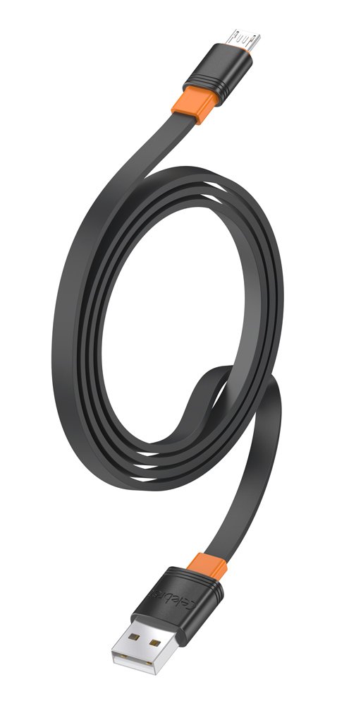 CELEBRAT καλώδιο micro USB σε USB CB-33M, flat, 2.1A, 1m, μαύρο - Image 3