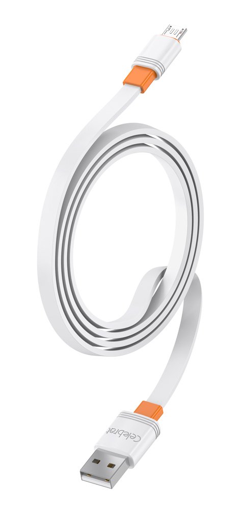CELEBRAT καλώδιο micro USB σε USB CB-33M, flat, 2.1A, 1m, λευκό - Image 3