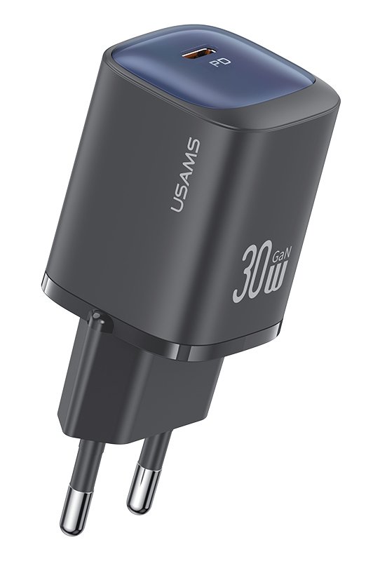 USAMS φορτιστής τοίχου US-CC251, USB-C, 30W, GaN, μαύρος