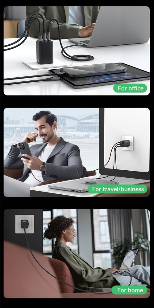 USAMS φορτιστής τοίχου CC265, USB & 2x USB-C, 67W, GaN, λευκός - Image 6