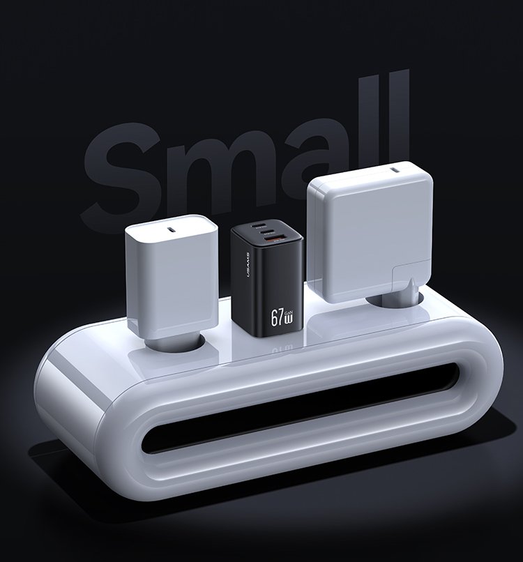 USAMS φορτιστής τοίχου CC265, USB & 2x USB-C, 67W, GaN, λευκός - Image 7