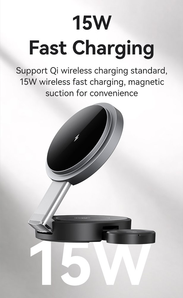 USAMS ασύρματος φορτιστής CD234, 3 σε 1, 15W, μαύρος - Image 4