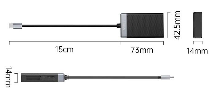 ORICO card reader CL4T-C3 για Micro SD/SD/CF/MS, USB-C, μαύρο - Image 3