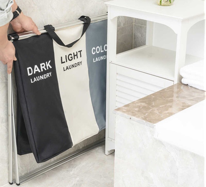 Καλάθι διαχωρισμού απλύτων CLN-0008 με 3 σάκους, 60x38x68mm - Image 4