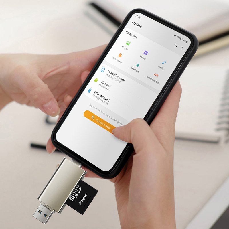 CABLETIME card reader CT-ACMCD2-ZG για SD & micro SD, USB/USB-C σύνδεση, 5Gbps, γκρι - Image 4