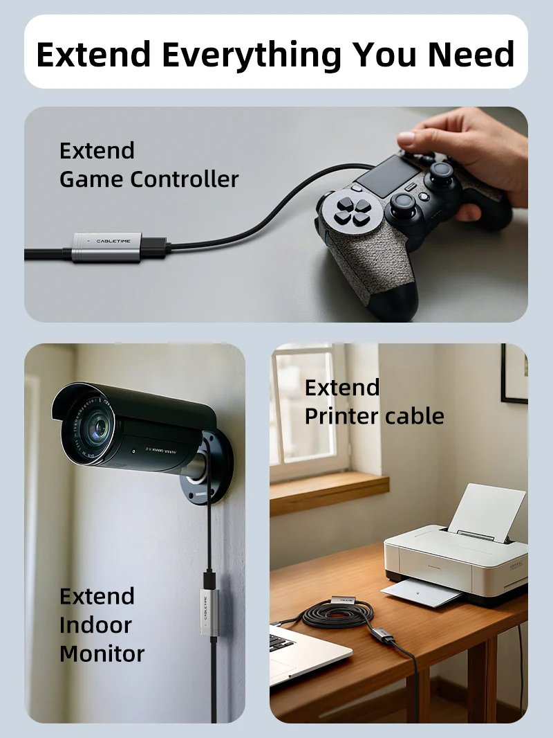 CABLETIME καλώδιο προέκτασης USB CT-AMAFA3, active, 5Gbps, 5m, μαύρο - Image 5