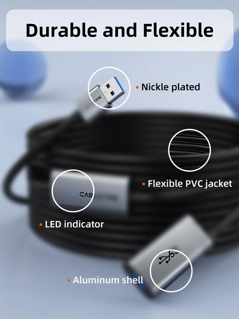 CABLETIME καλώδιο προέκτασης USB CT-AMAFA3, active, 5Gbps, 5m, μαύρο - Image 6