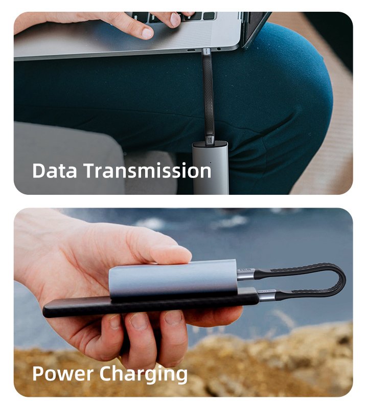 CABLETIME καλώδιο USB-C CT-FU4-AG, flat, 240W, 40Gbps, 8K/60Hz, USB4, 0.15m, μαύρο - Image 4