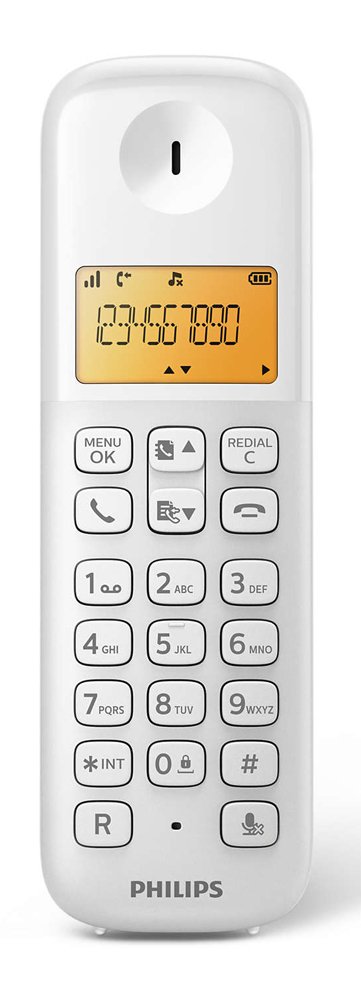 PHILIPS ασύρματο τηλέφωνο D1601W-34, με ελληνικό μενού, λευκό - Image 2