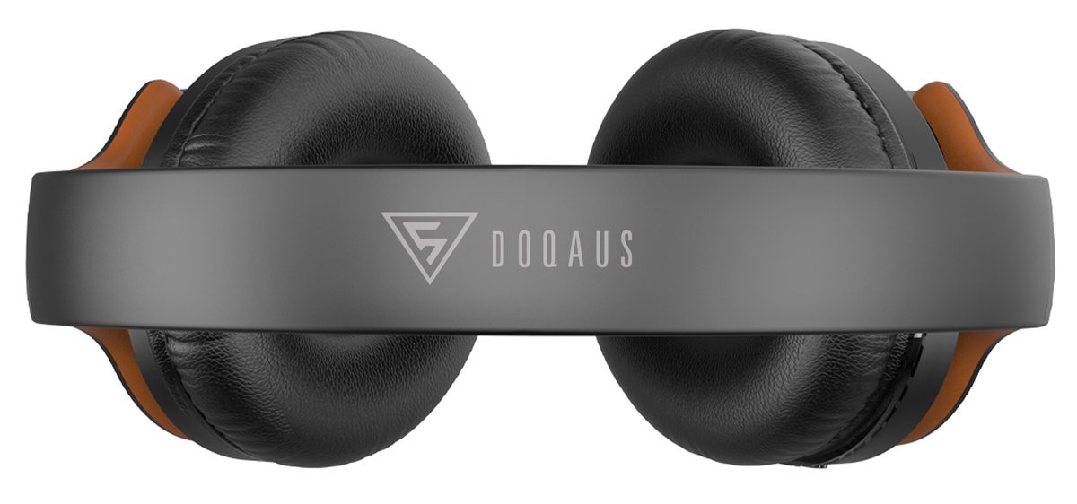 DOQAUS headphones DESIGN 1, ασύρματα & ενσύρματα, Φ40mm, 600mAh, μαύρα/καφέ - Image 2