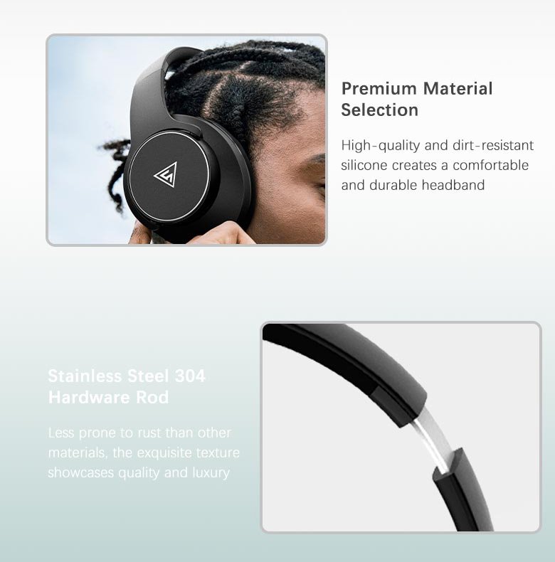 DOQAUS headphones DESIGN 1, ασύρματα & ενσύρματα, Φ40mm, 600mAh, μαύρα/καφέ - Image 6