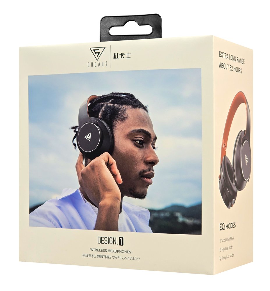 DOQAUS headphones DESIGN 1, ασύρματα & ενσύρματα, Φ40mm, 600mAh, μαύρα/καφέ - Image 8