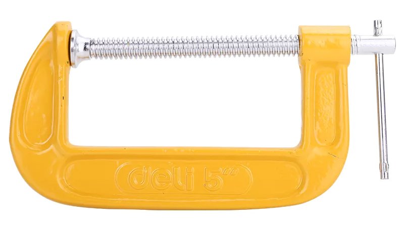 DELI σφιγκτήρας τύπου C DL-G205 με μέγιστο άνοιγμα 125mm, κίτρινος