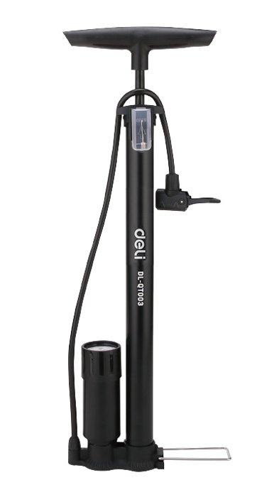 DELI τρόμπα χειρός DL-QT002 με μανόμετρο, 120PSI, μαύρη