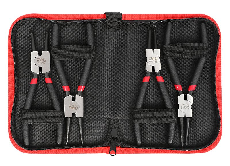 DELI σετ ασφαλειοτσίμπιδα DL104407 με θήκη, 175mm, 4τμχ