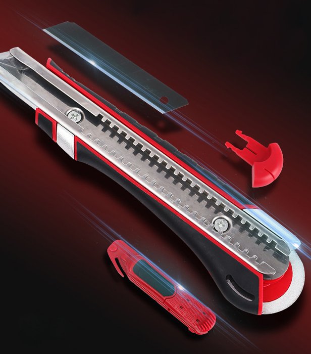 DELI πλαστικό κοπίδι DL118 με άμεσο άνοιγμα & αυτόματο κλείδωμα, 18mm - Image 4