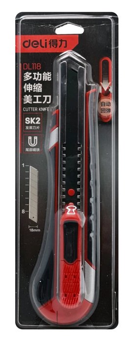 DELI πλαστικό κοπίδι DL118 με άμεσο άνοιγμα & αυτόματο κλείδωμα, 18mm - Image 5