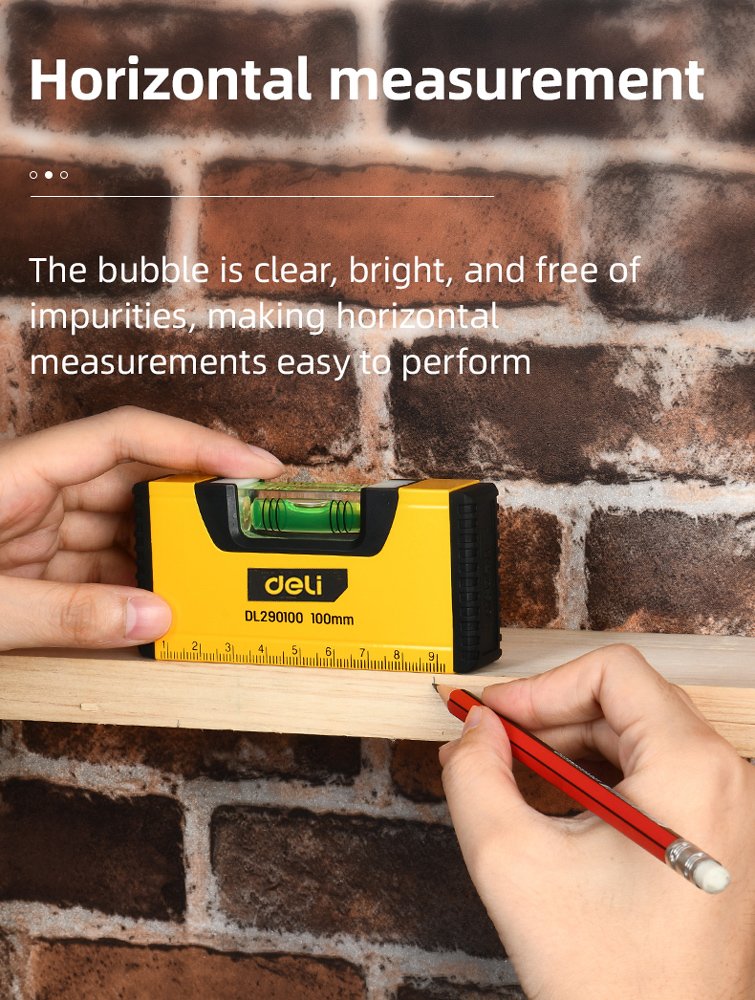 DELI αλφάδι DL290100 με 1 μάτι & κλίμακα, αλουμινίου, 10cm - Image 2