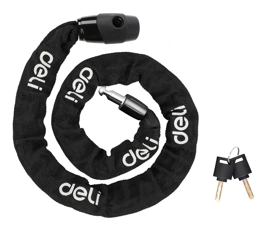 DELI κλειδαριά ποδηλάτου με κλειδί DL508021, Φ4mm, 1m, μαύρη
