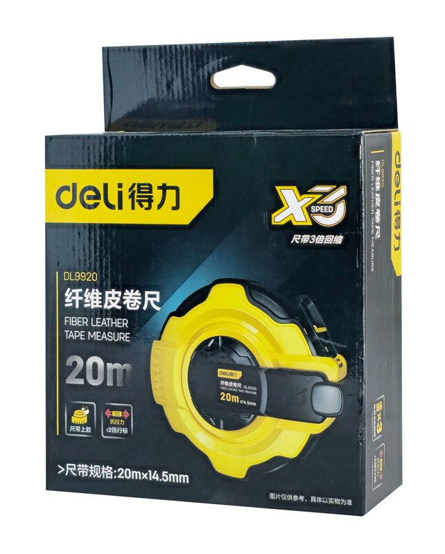 DELI μέτρο DL9920 με μηχανισμό αναδίπλωσης, fibreglass ταινία, 14.5mm x 20m - Image 4