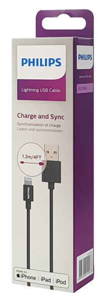 PHILIPS καλώδιο USB σε Lightning DLC3104V-00, 2.4Α, 1.2m, μαύρο - Image 2