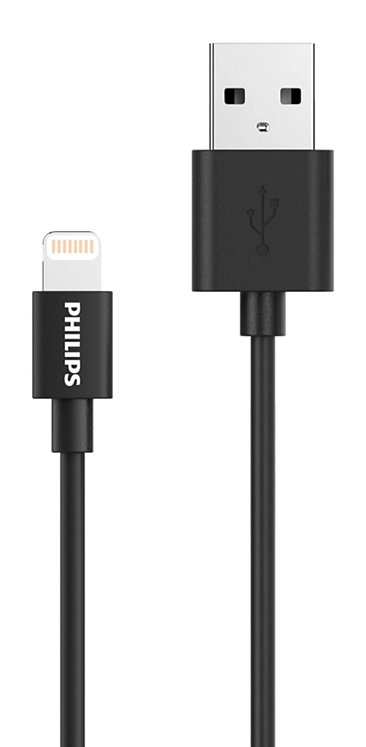 PHILIPS καλώδιο USB σε Lightning DLC3104V-00, 2.4Α, 1.2m, μαύρο