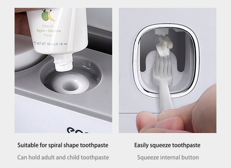 ECOCO Διανεμητής οδοντόκρεμας με βάσεις οδοντόβουρτσας και ποτήρια E1802 - Image 4