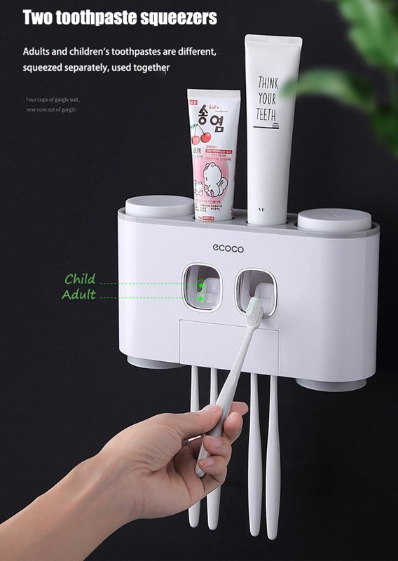 ECOCO Διανεμητής οδοντόκρεμας με βάσεις οδοντόβουρτσας και ποτήρια E1802 - Image 5